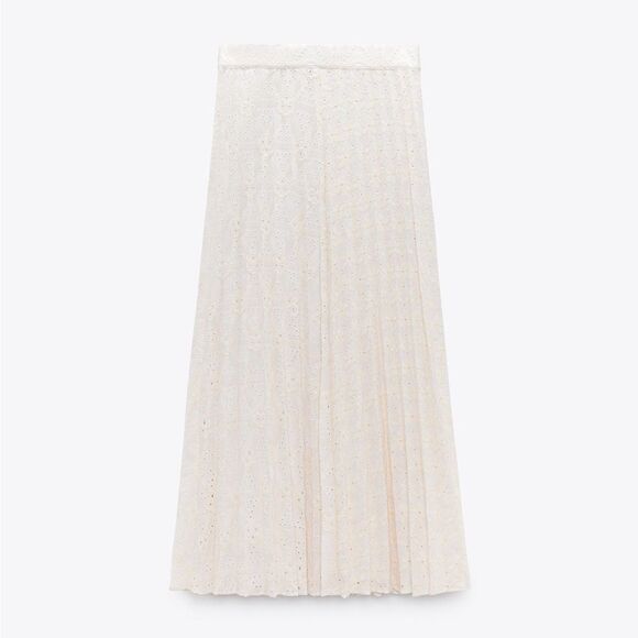 Zara PLEATED SKIRT WITH EMBROIDERY NEW - Picture 4 of 4